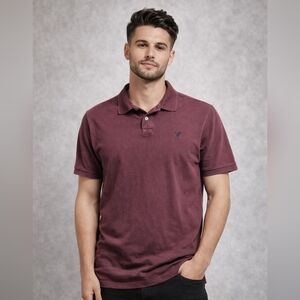American Eagle Polo Shirt Burgundy – Men’s Large Classic Fit